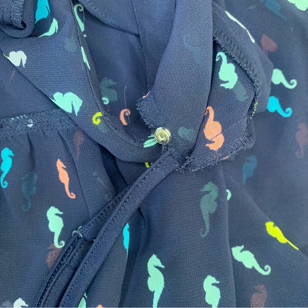 MODCLOTH Dress & Slip Size XL Navy Sheer Pintucked Seahorse Expert in your Zeal - Picture 9 of 16